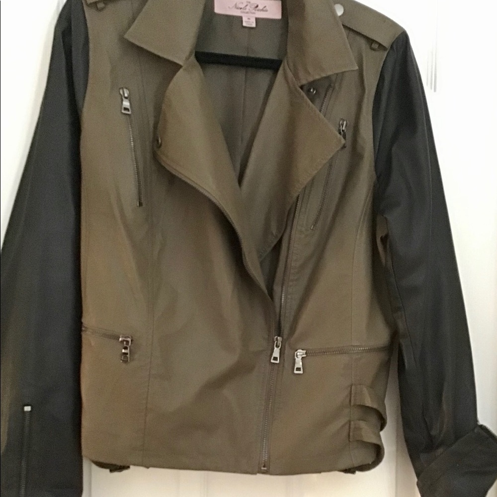 Nicole Richie faux leather jacket